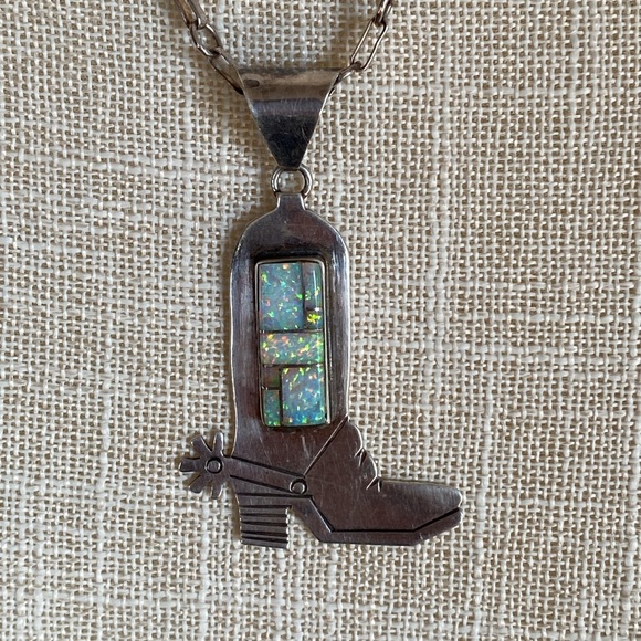 Sterling Silver Necklace J Lee Cowboy Boot - Picture 3 of 16